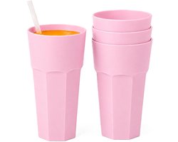 Plasticforte onbreekbaar drinkglas - 6x - kunststof - roze - 600 ml - drinkglazen - lichtgewicht - 9 x 16 cm - stapelbaar