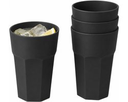 Plasticforte onbreekbaar drinkglas - 6x - kunststof - zwart - 520 ml - drinkglazen - lichtgewicht - 9 x 13 cm - stapelbaar