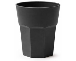 Plasticforte onbreekbaar drinkglas - kunststof - zwart - 360 ml - drinkglazen - lichtgewicht - 9 x 10 cm - stapelbaar