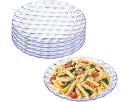 Plasticforte Onbreekbare Dinerborden Elite - 6x - kunststof - kristal stijl - transparant - Dia 25 cm - Camping - BBQ - Feestje