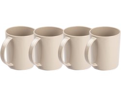 Plasticforte onbreekbare Drinkbekers - 12x - kunststof - 350 ml - taupe - kinderen - camping - mokken