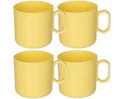 Plasticforte onbreekbare Drinkbekers - 6x - kunststof - 320 ml - geel - kinderen - camping - mokken