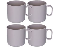 Plasticforte onbreekbare Drinkbekers - 6x - kunststof - 320 ml - taupe - kinderen - camping - mokken