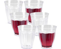 Plasticforte onbreekbare Picardi drinkglazen - 6x stuks - kunststof - transparant - 250 ml - camping/outdoor/kinderen - limonade glazen