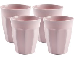 Plasticforte onbreekbare Picardi drinkglazen - 8x stuks - kunststof - lichtroze - 250 ml - camping/outdoor/kinderen - limonade glazen