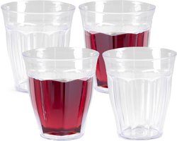 Plasticforte onbreekbare Picardi drinkglazen - 8x stuks - kunststof - transparant - 250 ml - camping/outdoor/kinderen - limonade glazen