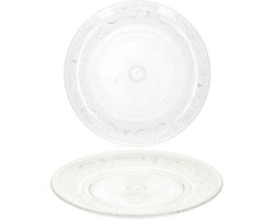 Plasticforte onbreekbare taart/gebakbordjes - 6x - kunststof - kristal stijl - transparant - 15 cm