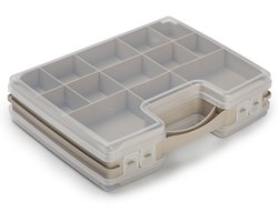 Plasticforte Opbergdoos - taupe - kunststof - 28 x 21 cm - met deksel - opbergbox/sorteerdoos