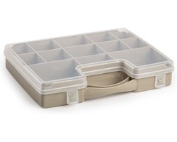 Plasticforte Opbergkoffertje - 13-vaks - taupe - opbergkoffer - sorteer box - 27,5 x 20,5 x 3 cm