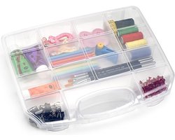 Plasticforte Opbergkoffertje - 8 vaks - kunststof - transparant - 36 x 28,5 x 6 cm - opbergers