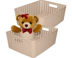 Plasticforte Opbergmand - 2x - Kastmand - rotan kunststof - taupe - 12 Liter - 30 x 37 x 13 cm