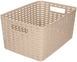 Plasticforte Opbergmand - Kastmand - rotan kunststof - taupe - 10 Liter - 22 x 33 x 16 cm