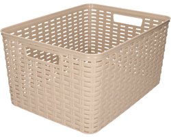 Plasticforte Opbergmand - Kastmand - rotan kunststof - taupe - 18 Liter - 29 x 39 x 20 cm