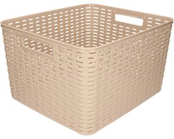 Plasticforte Opbergmand - Kastmand - rotan kunststof - taupe - 28 Liter - 34 x 40 x 23 cm
