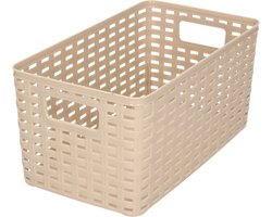 PlasticForte Opbergmand - Kastmand - rotan kunststof - taupe - 5 Liter - 15 x 28 x 13 cm