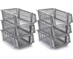 PlasticForte Opbergmand stapelbaar - 8x - 20 liter - zilvergrijs - kunststof