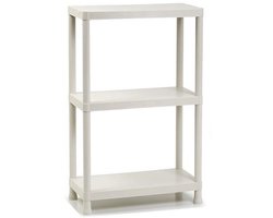 Plasticforte opbergrek - gerecycled kunststof - wit - 30 x 60 x 95 cm - met 3 planken
