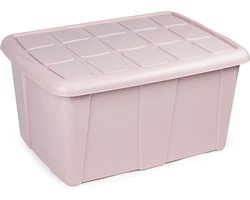 Plasticforte Opslagbox - met deksel - lichtroze - 60 liter - 63 x 46 x 32 cm - kunststof - opbergdoos - opbergen - kist