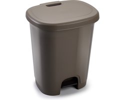 Plasticforte Pedaalemmer - taupe - kunststof - 27L - 45 cm - afvalemmers/vuilnisemmers
