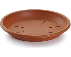 Plasticforte plantenpot onder schotel / opvang schaal - terracotta - dia 26 cm - Kunststof - voor een pot met dia 30/35 cm