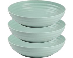 Plasticforte Rond bord/camping - 6x - diep bord - D22 cm - mintgroen - kunststof - onbreekbaar