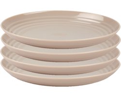 PlasticForte Rond bord/camping bord - 4x - D22 cm - beige - kunststof