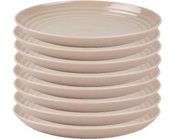 PlasticForte Rond bord/camping bord - 8x - D22 cm - beige - kunststof
