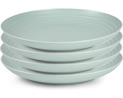 Plasticforte Rond diner bord/camping bord - 4x - Dia 25 cm - mintgroen - kunststof - onbreekbaar