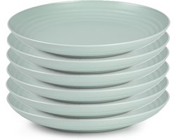 Plasticforte Rond diner bord/camping bord - 6x - Dia 25 cm - mintgroen - kunststof - onbreekbaar