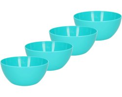 Plasticforte Schaaltjes - 4x - kunststof - kommetjes - dessert/ontbijt - D14 x H6 cm - blauw