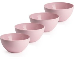 Plasticforte Schaaltjes - 4x - kunststof - kommetjes - dessert/ontbijt - D14 x H6 cm - roze