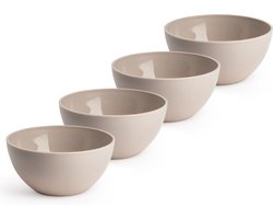 Plasticforte Schaaltjes - 4x - kunststof - kommetjes - dessert/ontbijt - D14 x H6 cm - taupe