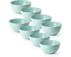PlasticForte Schaaltjes - 8x - kunststof - kommetjes - dessert/ontbijt - D14 x H6 cm - mintg