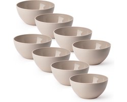 Plasticforte Schaaltjes - 8x - kunststof - kommetjes - dessert/ontbijt - D14 x H6 cm - taupe