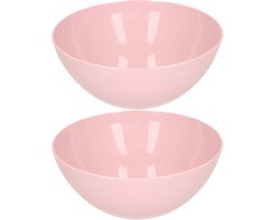 Plasticforte Serveerschaal/saladeschaal - 2x stuks - D20 x H8 cm - kunststof - roze
