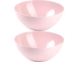 Plasticforte Serveerschaal/saladeschaal - 2x stuks - D23 x H10 cm - kunststof - roze