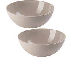 Plasticforte Serveerschaal/Saladeschaal - 2x stuks - D25 x H10 cm - kunststof - beige - 2,5 liter