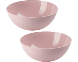 Plasticforte Serveerschaal/Saladeschaal - 2x stuks - D25 x H10 cm - kunststof - roze - 2,5 liter
