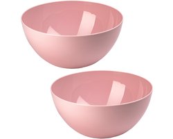Plasticforte Serveerschaal/saladeschaal - 2x stuks - D28 x H14 cm - kunststof - roze