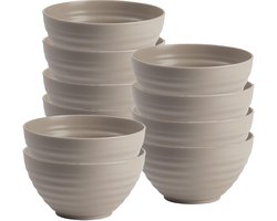 Plasticforte Soepkommen - 10x - D15 x H8 cm - taupe - kunststof - onbreekbaar - servies