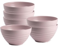 Plasticforte Soepkommen - 6x - D15 x H8 cm - oud roze - kunststof - onbreekbaar - servies