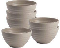 Plasticforte Soepkommen - 6x - D15 x H8 cm - taupe - kunststof - onbreekbaar - servies