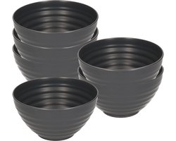 Plasticforte Soepkommen - 6x - D15 x H8 cm - zwart - kunststof - onbreekbaar - servies
