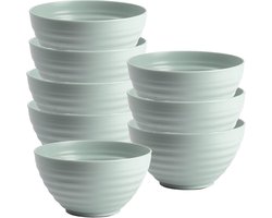 Plasticforte Soepkommen - 8x - D15 x H8 cm - groen - kunststof - onbreekbaar - servies
