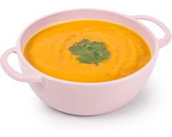 Plasticforte Soepkommen met hengsels - Campinglife - kunststof - D11 x H5 cm - 370 ml - roze - stapelbaar - onbreekbaar