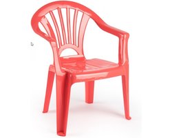 Plasticforte Stoeltjes voor kinderen - 1x - koraal rood - 50 cm - voor binnen en buiten - kunststof