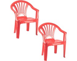 Plasticforte Stoeltjes voor kinderen - 2x - koraal rood - 50 cm - voor binnen en buiten - kunststof