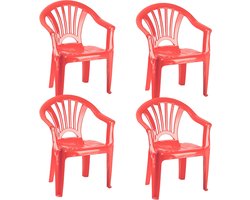 Plasticforte Stoeltjes voor kinderen - 4x - koraal rood - 50 cm - voor binnen en buiten - kunststof