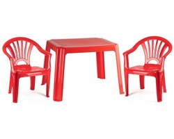 Plasticforte Tuinstoelen en tafel set voor kinderen - kunststof - rood - met 2x stoelen - buiten/binnen