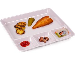 Plasticforte Vakjesborden - 1x stuks - roze - gourmetbord - 4-vaks - kunststof - 26 x 24 cm - fonduebord